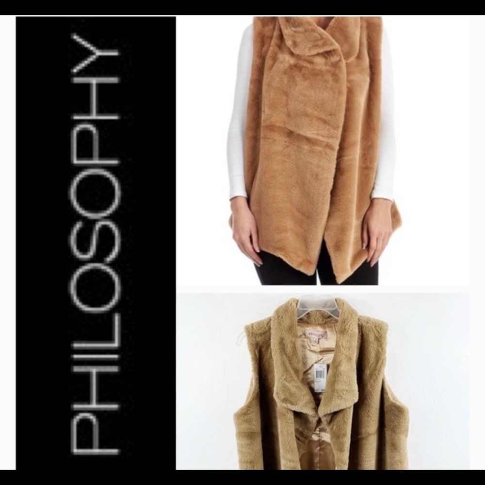 PHILOSOPHY Faux fur/satin vest.
